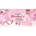 Ροζ φόντο γιορτής της μητέρας με κείμενο Happy Mother's Day και διακόσμηση μπαλόνια - Θέμα Καρδιά Μπαλόνι Τριαντάφυλλο (Αφίσα 1) / Ροζ