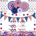 Set de 10 piezas decoración Día de la Independencia con abanicos y estrellas - Gafas de Papel Día de la Independencia A