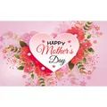 Ροζ Happy Mother's Day πανό με λουλούδια και καρδιά για διακόσμηση πάρτι - Θέμα Μεγάλη Καρδιά Λουλουδάτο (Αφίσα 4) / Ροζ
