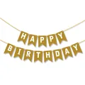 Golden swallowtail Happy Birthday banner bunting for kids party decoration - Small Birthday Banner / Gold