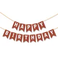 Brown and white Happy Birthday swallowtail bunting banner for children party decor - Small Birthday Banner / Burgundy