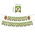 American football themed Happy Birthday banner with green turf texture and sports motifs - Rugby Banner
