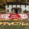 Halloween bloody handprint garden banner with Happy Halloween text on outdoor lawn - Bloody White Background Style (Halloween Yard Poster 1)