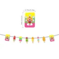 Detail showing colorful popsicle and clown banners with precise dimension measurements - Summer Popsicle Garland