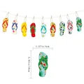 Summer flip-flop banner featuring watermelon and flamingo patterns, size 3.93x1.57 inch - Summer Slipper Style A