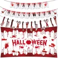 Halloween bloody decoration set with horror backdrops, banners and hanging weapon garlands - Halloween Banner Poster Set One