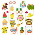 Set di 20 accessori per foto party hawaiano con motivi a fenicottero e tiki - Stile Tropicale A