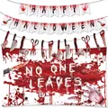 Halloween blood spatter decor set with happy halloween banner, bloody tools and poster - Halloween Banner Poster Set Five