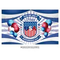 US Independence Day backdrop banner with blue and red balloons and patriotic star motifs - Independence Day Poster 7 (H20220322001)