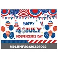 Happy 4th of July party backdrop with red white and blue balloons and fireworks - Independence Day Poster 11 (MDLRHF20220324001)