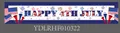 Navy blue Happy 4th of July outdoor banner with fireworks and US flag motifs - Navy Blue Fireworks and Party Horns Style (Independence Day Banner 10)