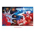 US Independence Day backdrop with Statue of Liberty, stars and fireworks design - Independence Day Poster 13 (WLDLHF20220322-2)