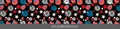 Independence Day outdoor banner with red white blue stars and heart patterns - Black Background Heart and Fireworks Style (Independence Day Banner 11)