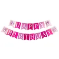 Rosa und magenta Happy Birthday Banner mit Hundepfoten für Haustier-Geburtstagspartys - Rosa
