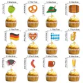 12-piece Oktoberfest cupcake toppers set featuring pretzels, beer mugs and Bavarian flags - Beer Festival Theme
