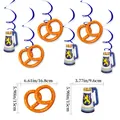 Decoraciones de Oktoberfest con espirales de jarra de cerveza y pretzel bavarés - Tema del festival de la cerveza / Juego de 6
