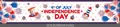 4th of July Independence Day horizontal banner with patriotic stars and stripes motifs - Red and Blue Border Balloons and Rockets Style (Independence Day Banner 14)