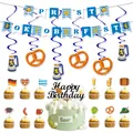 Detailed Oktoberfest party set with Prost banner, pretzels, and beer themed decorations - Oktoberfest Banner Spirals and Toppers