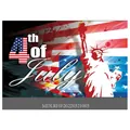 US Independence Day banner with Statue of Liberty and Fourth of July flag design - Independence Day Poster 18 (MDLRHF20220321003)
