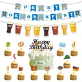 Σετ διακόσμησης Oktoberfest με πανό Prost, σπιράλ μπύρας και στολίδια για τούρτες - Στυλ Ε