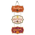 Panneau décoratif en bois à trois niveaux pour Thanksgiving avec motifs d'automne - Petit Panneau Suspendu Action de Grâce Style A