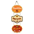 Panneau suspendu de Thanksgiving à trois niveaux avec motifs d'automne et textes festifs - Petit Panneau Suspendu Action de Grâce Style B