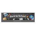 Detail of Back to School banner with school supplies on dark blackboard background - Back to School (Chalk Art Style 002) / 300x50cm