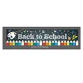 Detail of Back to School banner with hand-drawn stationery icons and colorful pencil border - Back to School (Deep Blue Stationery 003) / 300x50cm