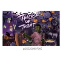 Detail of Halloween backdrop featuring Trick or Treat text with ghosts and pumpkins - Poster Style 008