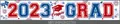 2023 Graduation party banner featuring Class of 2023 design in red, blue and white colors - 2023 Graduation Red White Blue Star Style (Independence Day Banner 23)