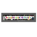 Detail of Welcome Back to School banner featuring school supplies on black background - WELCOME BACK TO SCHOOL (Black Graduation Illustration 006) / 300x50cm