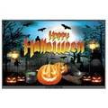 Detailed Halloween tapestry showing glowing pumpkins, bats, and haunted castle elements - Poster Style 011