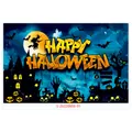 Halloween party backdrop with witch, dark castle and glowing pumpkins decoration - Poster Style 017