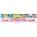 300x50cm Back to School outdoor banner with school bus and stationery illustrations - Back to school (White Campus Elements 014) / 300x50cm