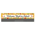 Detail of Welcome Back to School banner with colorful educational tools illustrations - Welcome Back to School (Yellow Frame Cartoon 012) / 300x50cm