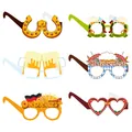Set of 6 Oktoberfest themed party glasses with beer, pretzel and flag designs - Oktoberfest Glasses Style A