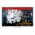 Halloween party background tapestry featuring haunted castle witch and blood drop design - 180cmx110cm / Poster Style 002