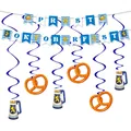 Oktoberfest party decoration kit with Prost banner and blue hanging swirls for events - Oktoberfest Banner and Spirals