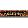 Bannière de jardin Happy Thanksgiving avec dinde et citrouille sur fond noir - Style Fond Noir Lettres d'Art Jaunes (SGEJHF050052105)