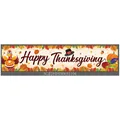 Bannière Happy Thanksgiving 300x50 avec dinde de dessin animé et motif de récolte d'automne - Style Beige Taches Lumineuses Fruits Récolte (SGEJHF050052104)