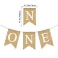 Burlap banner for baby first birthday party with ONE printed flags 13cm by 18cm - ONE 1st Birthday Burlap Banner