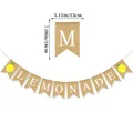 Linen lemonade banner with yellow lemon patterns and swallowtail burlap flags - LEMONADE Burlap Banner with Fruit Patterns