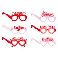 Lot de six montures de lunettes de Saint-Valentin rouges et roses avec motifs cœurs - Style B