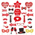 Set di 30 oggetti di scena per photobooth di San Valentino con cuori glitter e accessori - Taglia unica / Tema di San Valentino