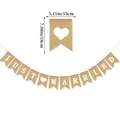 Rustic burlap Just Married banner with fishtail flags and white print for wedding decor - JUST MARRIED White Heart Burlap Banner