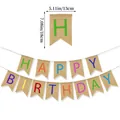 Burlap Happy Birthday banner with colorful letters for rustic party decor, 13x18cm swallowtail - HAPPY BIRTHDAY Colorful Burlap Banner