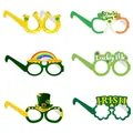 Set of 6 St. Patrick's Day party glasses with lucky shamrock and rainbow motifs - Style B (Irish Festival Glasses Style B)