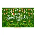 Detailed close-up of St. Patrick's Day polyester backdrop with shamrock and gold coin prints - Irish Festival Poster 9