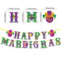 Mardi Gras Party Banner Set mit Maßen in lila grünen und gelben festlichen Farben - Mardi Gras Banner