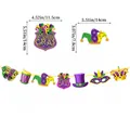 Bunte Mardi Gras Girlande mit lila, goldener und grüner Karnevalsmaske als Partydekoration - Karneval Streamer